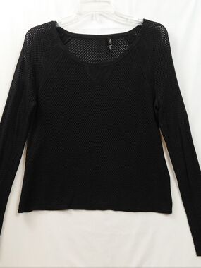 Rag & Bone Knit Mesh Top Women's Size Small Stretch Black